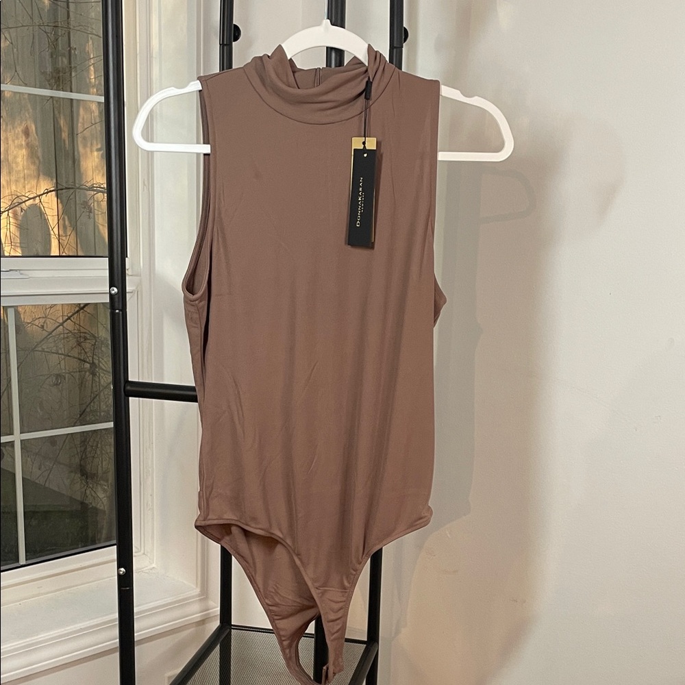 Donna Karan Sleeveless Tan Bodysuit